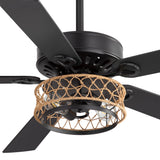 Cavora 52-Inch 5-Blade Rope Cage Ceiling Fan With Light