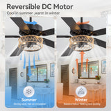 Cavora 52-Inch 5-Blade Rope Cage Ceiling Fan With Light