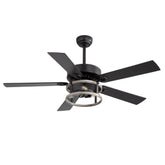 Cavora 52-Inch Black Caged Ceiling Fan With Light