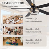 Cavora 52-Inch Crystal Ceiling Fan With Light