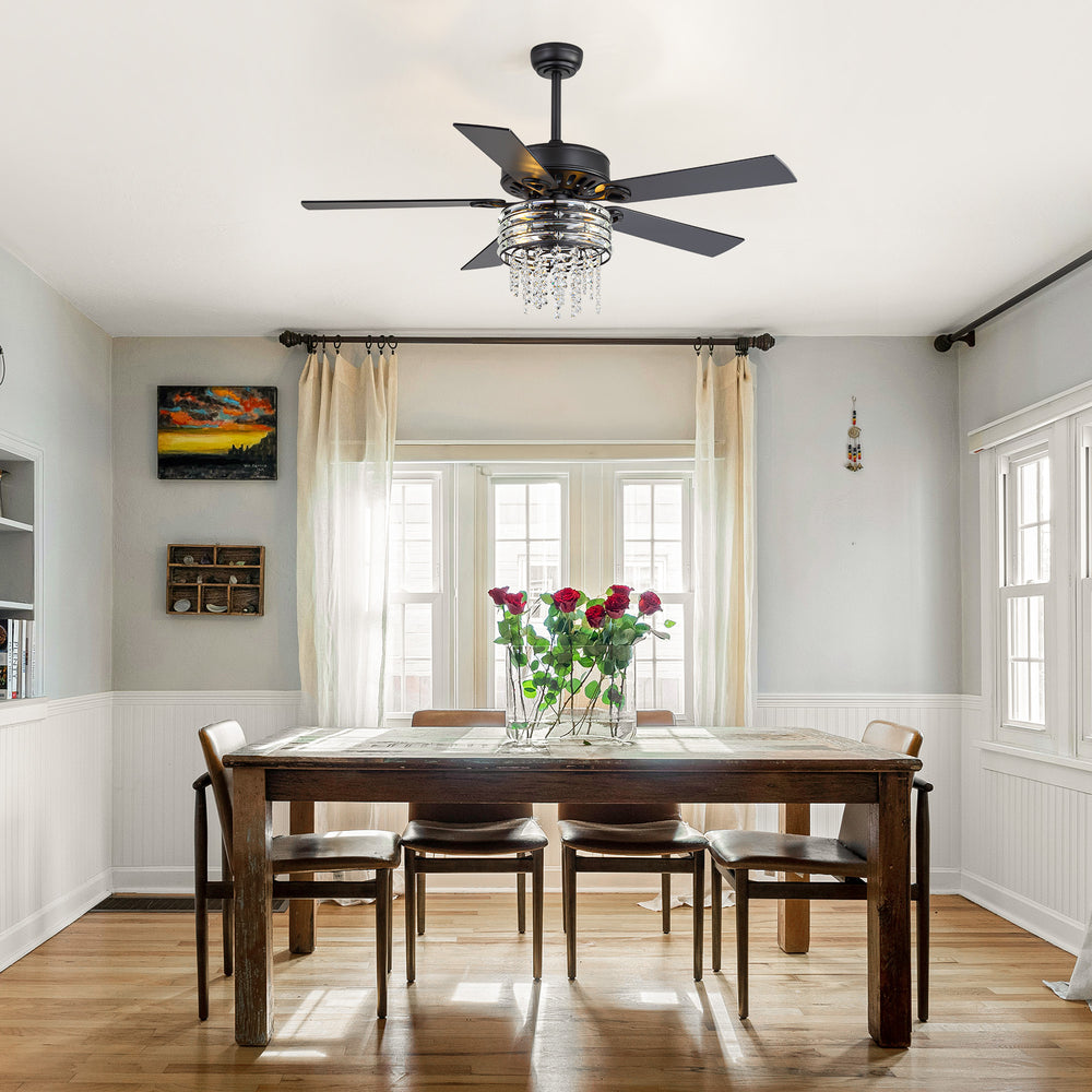 Cavora 52-Inch Crystal Ceiling Fan With Light