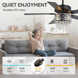 Cavora 52-Inch Crystal Ceiling Fan With Light