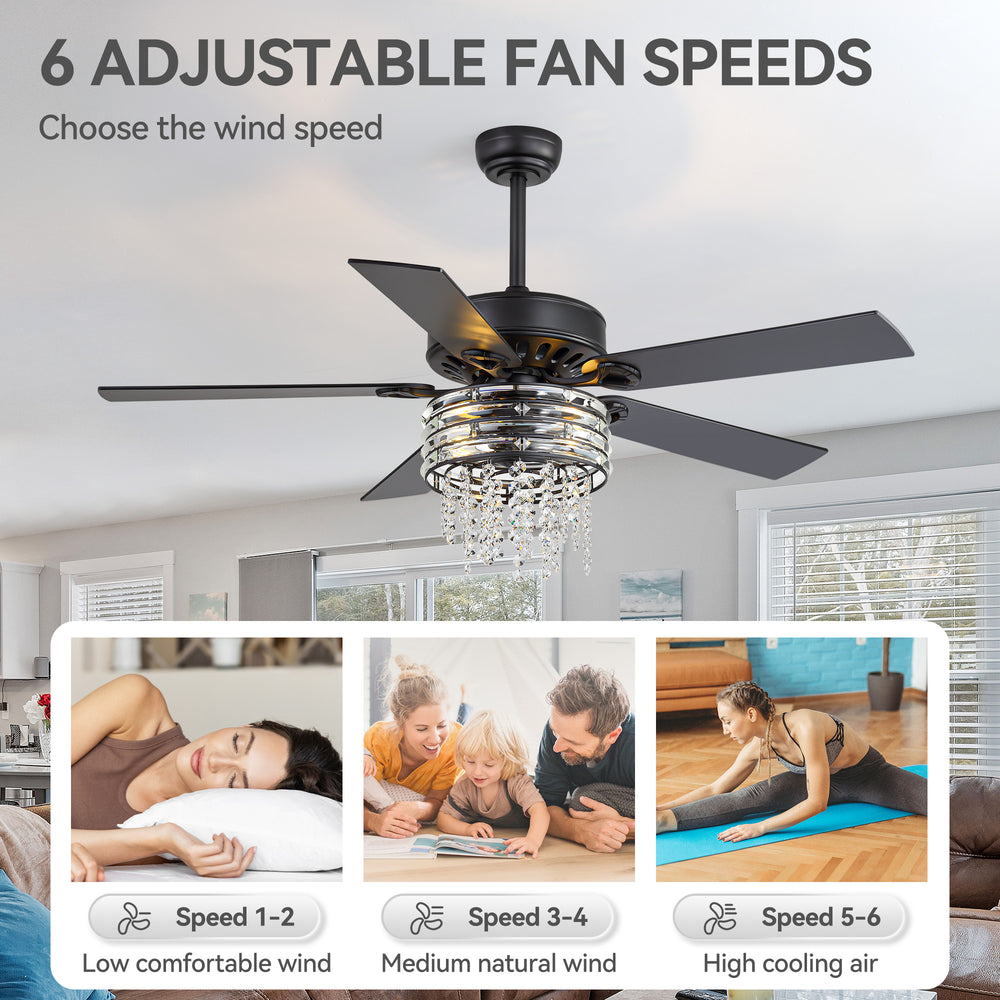 Cavora 52-Inch Crystal Ceiling Fan With Light