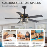 Cavora 52-Inch Crystal Ceiling Fan With Light