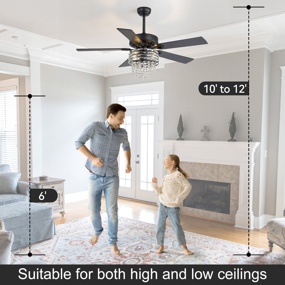 Cavora 52-Inch Crystal Ceiling Fan With Light