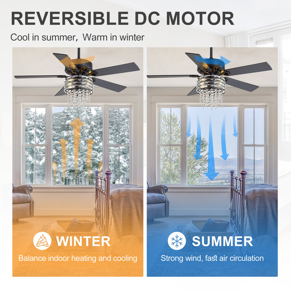 Cavora 52-Inch Crystal Ceiling Fan With Light