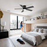Elvaris 42/52-Inch Flush Mount Ceiling Fan With Light