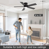 Elvaris 42/52-Inch Flush Mount Ceiling Fan With Light