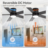 Elvaris 42/52-Inch Flush Mount Ceiling Fan With Light
