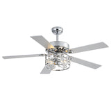 Cavora 52-Inch Chrome Crystal Ceiling Fan With Light