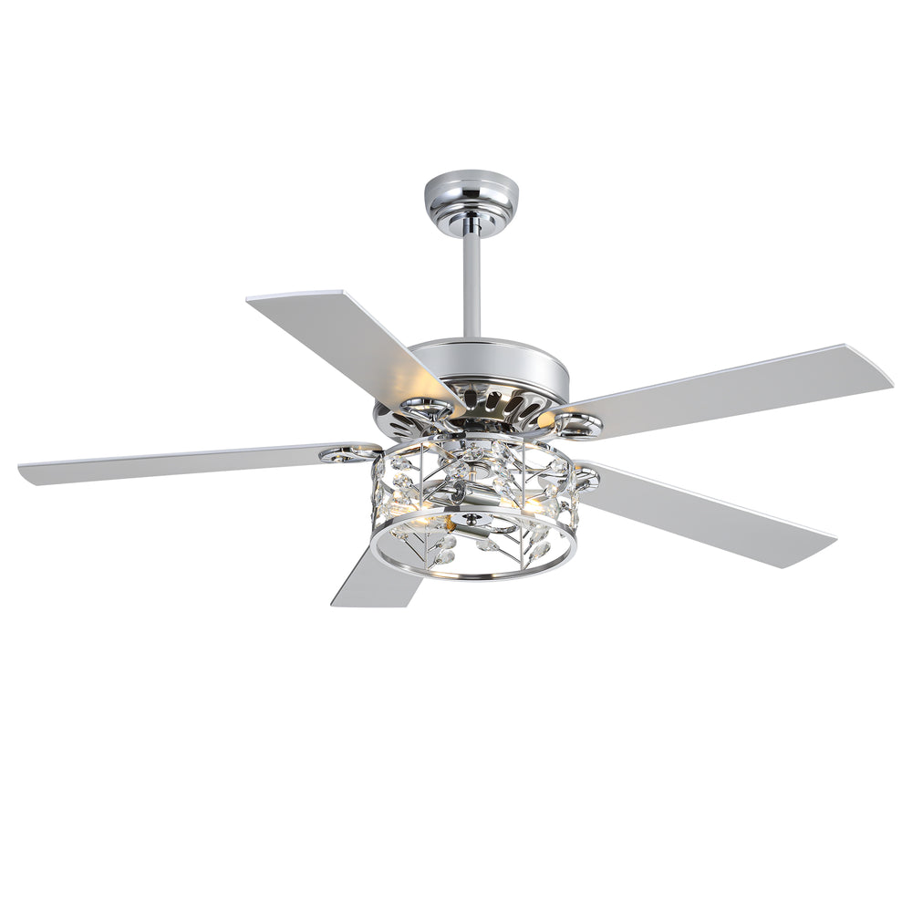 Cavora 52-Inch Chrome Crystal Ceiling Fan With Light