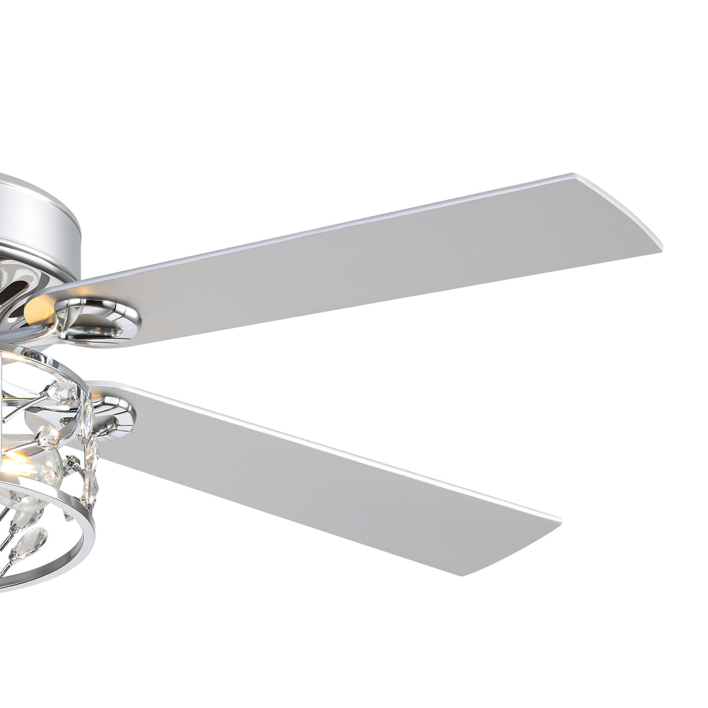 Cavora 52-Inch Chrome Crystal Ceiling Fan With Light