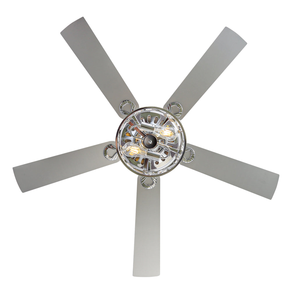 Cavora 52-Inch Chrome Crystal Ceiling Fan With Light