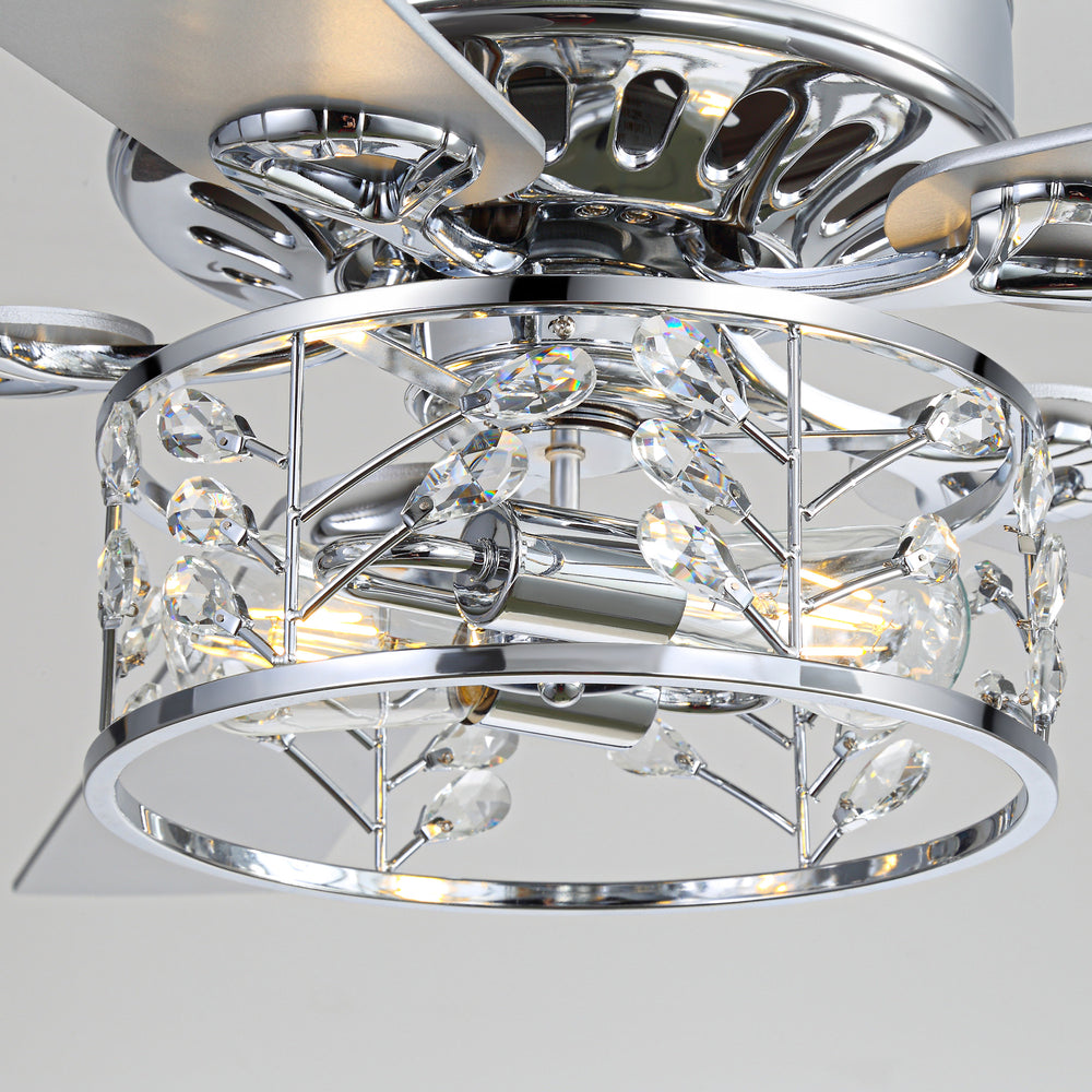 Cavora 52-Inch Chrome Crystal Ceiling Fan With Light