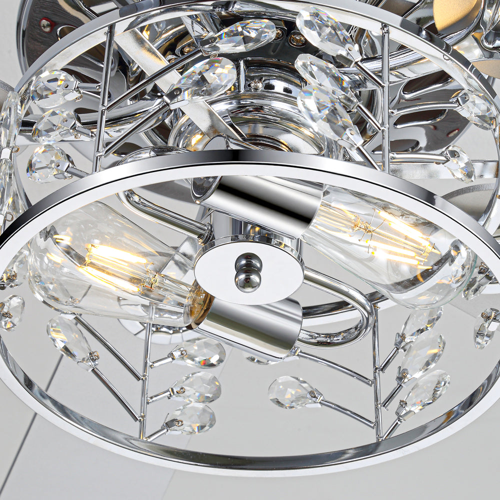 Cavora 52-Inch Chrome Crystal Ceiling Fan With Light
