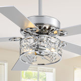 Cavora 52-Inch Chrome Crystal Ceiling Fan With Light