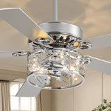 Cavora 52-Inch Chrome Crystal Ceiling Fan With Light