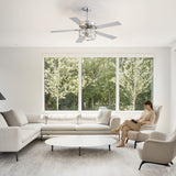 Cavora 52-Inch Chrome Crystal Ceiling Fan With Light