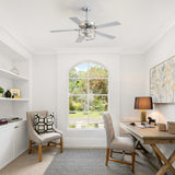 Cavora 52-Inch Chrome Crystal Ceiling Fan With Light
