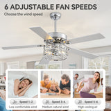 Cavora 52-Inch Chrome Crystal Ceiling Fan With Light