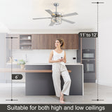 Cavora 52-Inch Chrome Crystal Ceiling Fan With Light