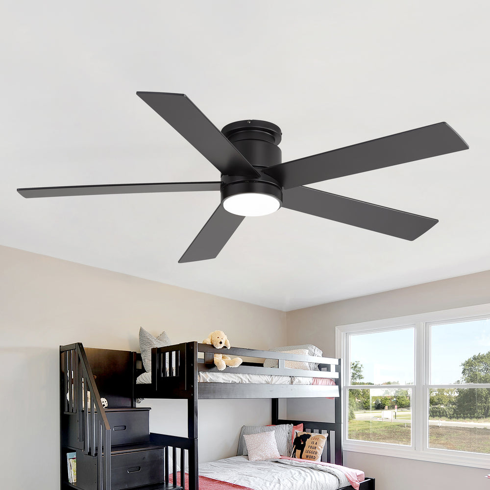 Elvaris 42/52-Inch Flush Mount Ceiling Fan With Light