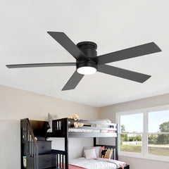 42"/52" Ceiling Fan with Light, Matte Black Finish, 5 Black Blades, Acrylic 18W LED (3 Color Temps with Memory), Quiet DC Motor, 6 Speeds, Forward/Reverse Airflow, Timer, Full Remote Control Included