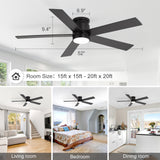 Elvaris 42/52-Inch Flush Mount Ceiling Fan With Light
