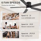 Elvaris 42/52-Inch Flush Mount Ceiling Fan With Light