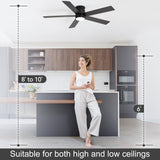 Elvaris 42/52-Inch Flush Mount Ceiling Fan With Light