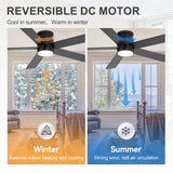 Elvaris 42/52-Inch Flush Mount Ceiling Fan With Light