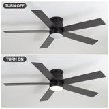 Elvaris 42/52-Inch Flush Mount Ceiling Fan With Light