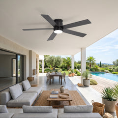 52" Smart Ceiling Fan with Lights and Remote, Flush Mount, APP & Alexa Voice Control, Quiet DC Motor, 6 Speeds, Reversible, 3CCT Dimmable LED, Black