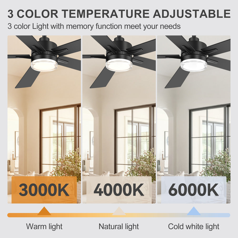 Auralis 52-Inch 5-Blade Ceiling Fan With Light & Remote