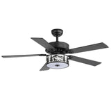 Cavora 52 Inch Black Ceiling Fan With Light & Remote