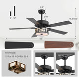 Cavora 52 Inch Black Ceiling Fan With Light & Remote