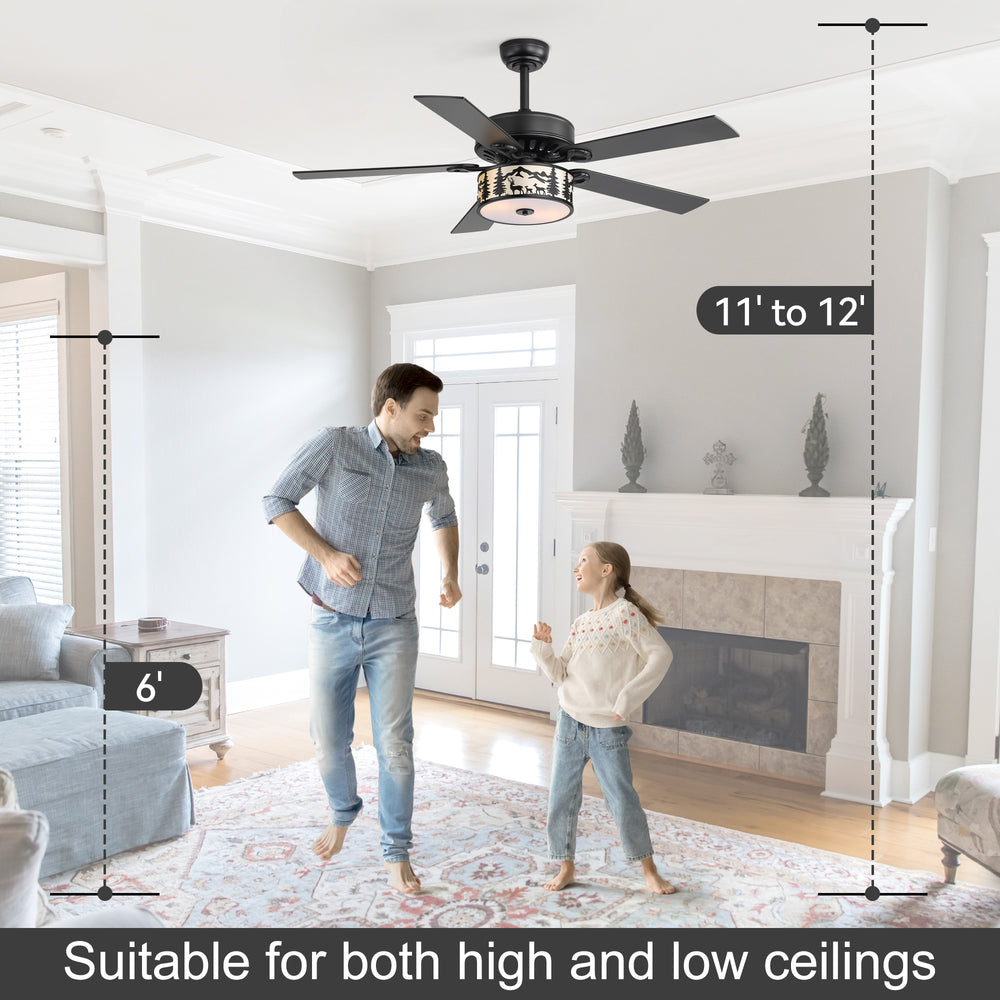 Cavora 52 Inch Black Ceiling Fan With Light & Remote