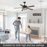 Cavora 52 Inch Black Ceiling Fan With Light & Remote