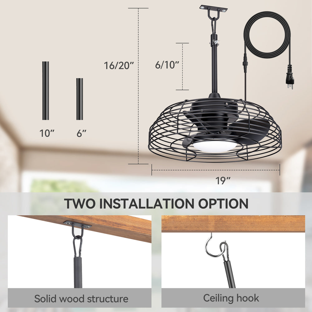 Joren 19-Inch Waterproof Outdoor Ceiling Fan With Light