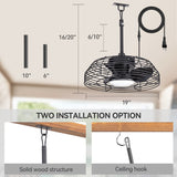 Joren 19-Inch Waterproof Outdoor Ceiling Fan With Light