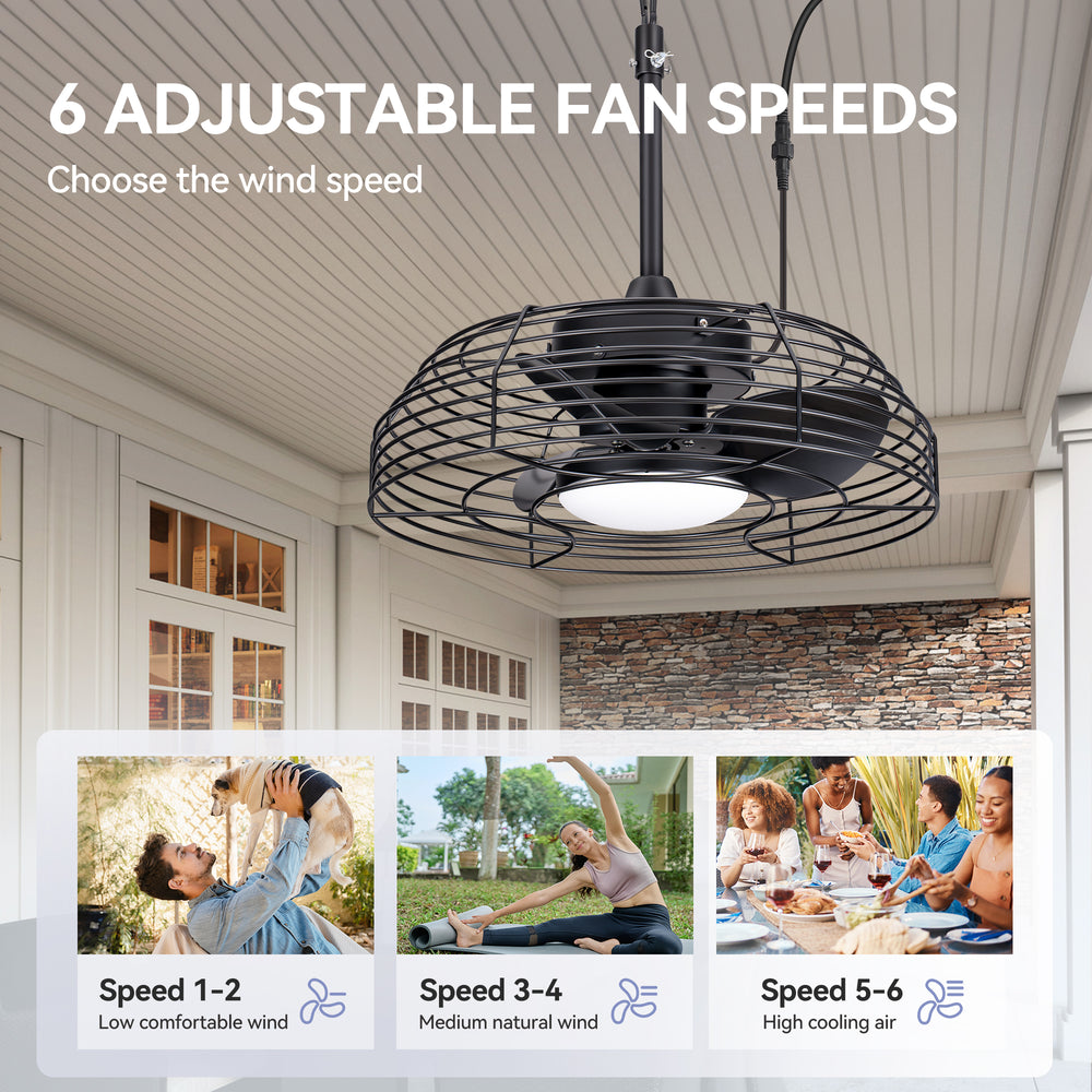 Joren 19-Inch Waterproof Outdoor Ceiling Fan With Light