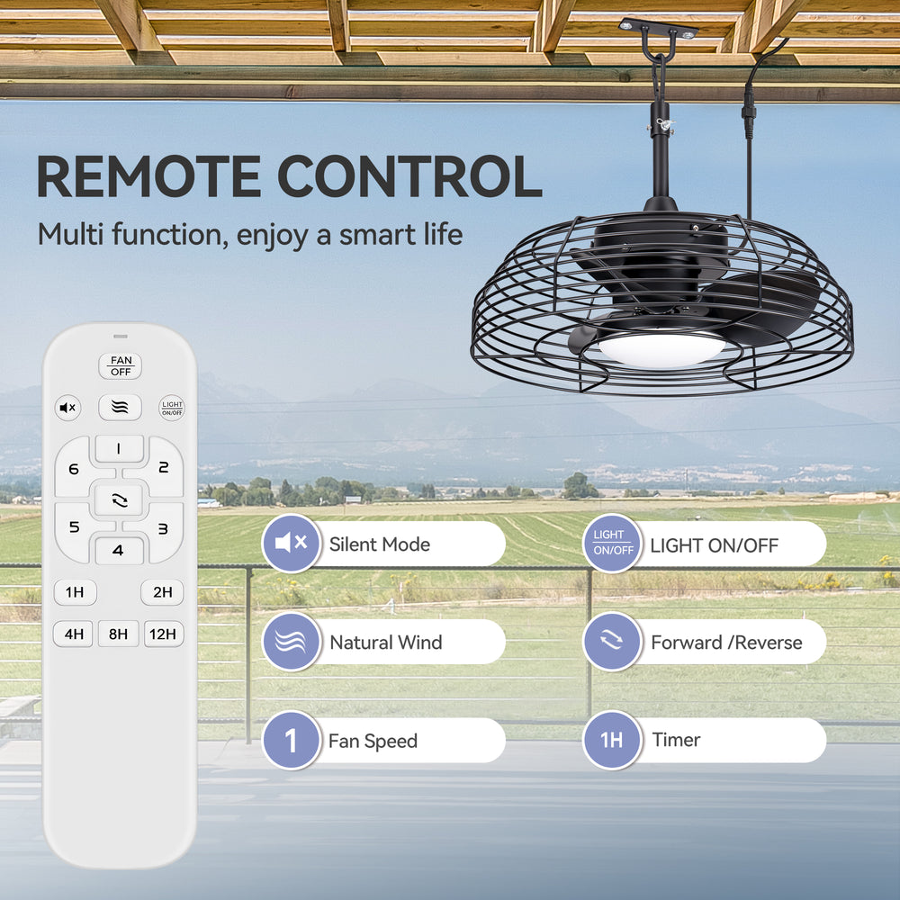 Joren 19-Inch Waterproof Outdoor Ceiling Fan With Light