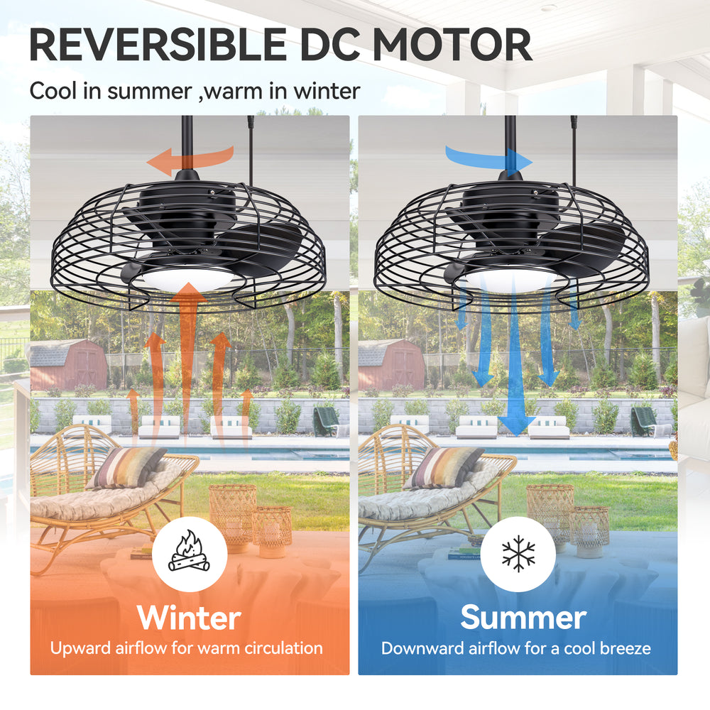 Joren 19-Inch Waterproof Outdoor Ceiling Fan With Light