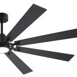 Close-up of Jovora 72-inch large black 8-blade ceiling fan mounting hardware and LED panel