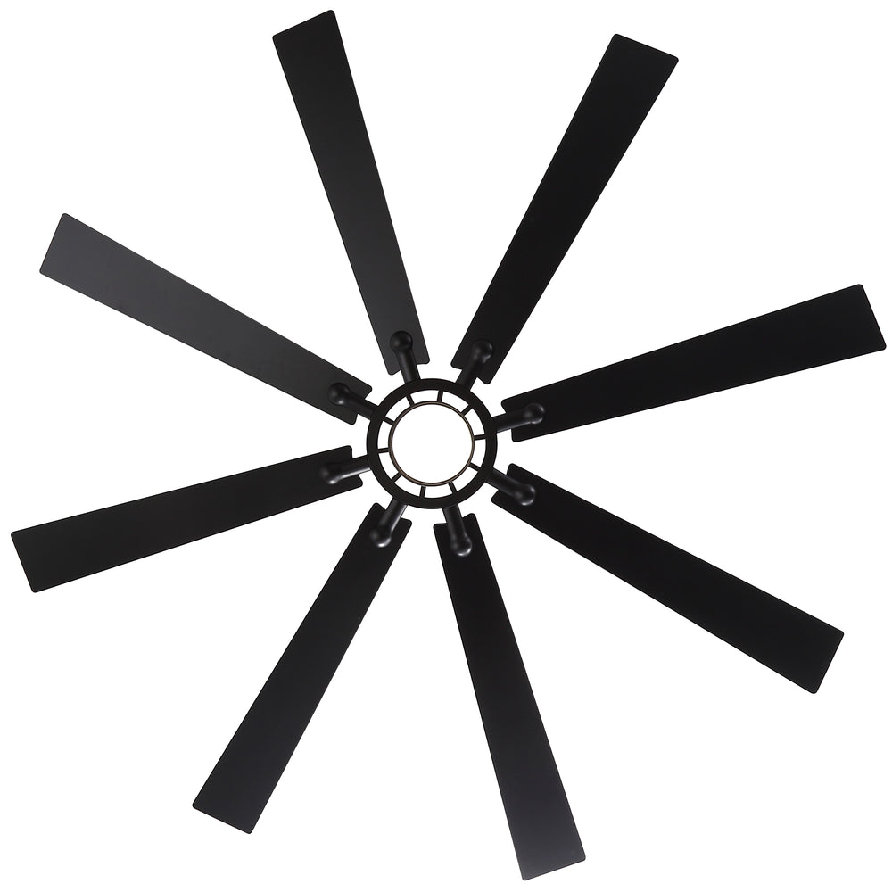 Overhead product view Jovora 72-inch large black 8-blade ceiling fan