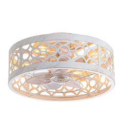 16.5-in Vintage Distressed White Low Profile Ceiling Fan with Light and Remote Control(7-blade)