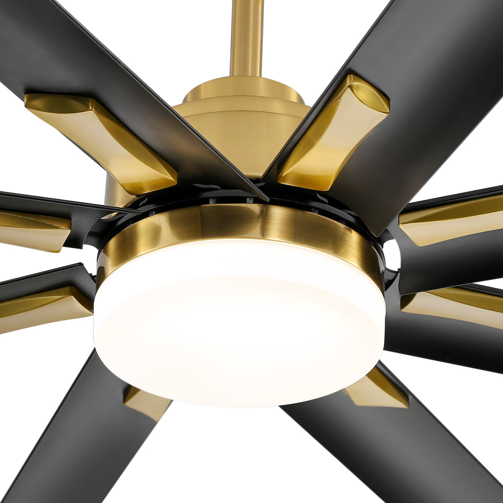 Large 72in Integrated LED Indoor Gold Ceiling Fan with Light and Remote Control Included