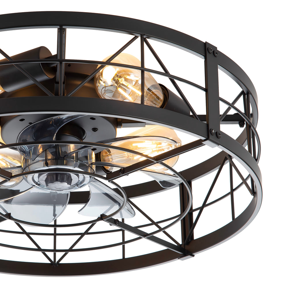 Brielle 20" Flush Mount Caged Ceiling Fan With Light & Remote