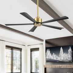 52 in. 6-Speed Indoor Black Ceiling Fans with Remote without Light,5" Downrod Included