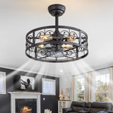 Coris 20-Inch Matte Black Caged Ceiling Fan With Light